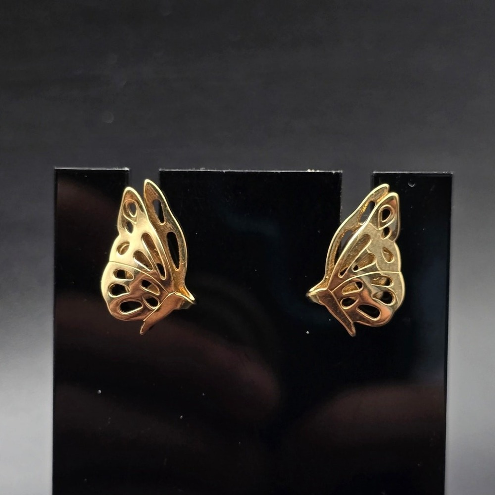 Avon 1983 Filigree Butterfly Earrings Pierced Stud Vintage Jewelry